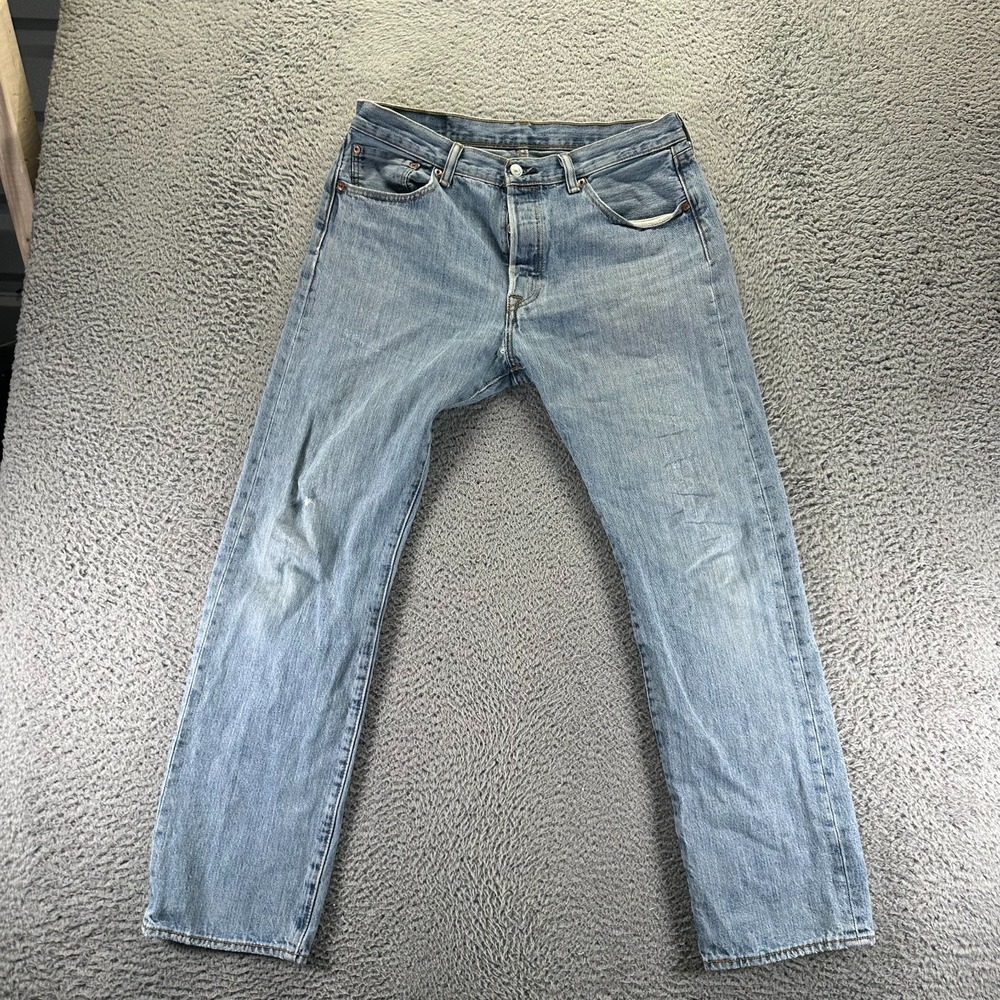 Levi's 501 Jeans Men 34x32 Blue Cotton Denim Straight Leg Faded Workwear‎ Travel
